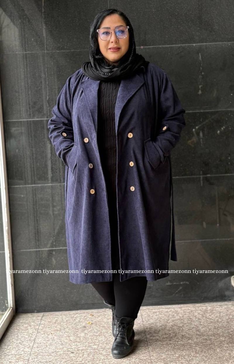 مانتو کتی سایز بزرگ مدل مخمل کبریتی کد 385