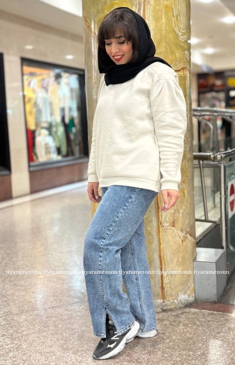 شلوار جین دمپا سایزبزرگ  مدل بغل چاک ذغالی کد 395