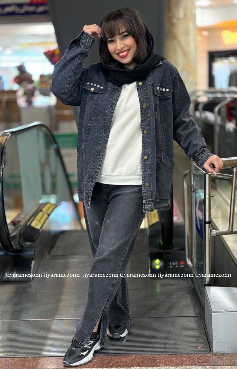 کت جین سایزبزرگ مدل  پنج بابونه کد 366