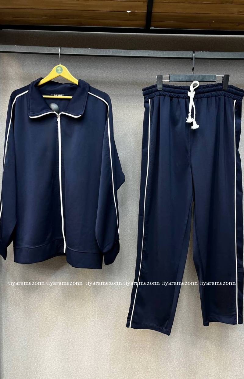 ست هودی و شلوار سایزبزرگ مدل نیم زیپ کد 364