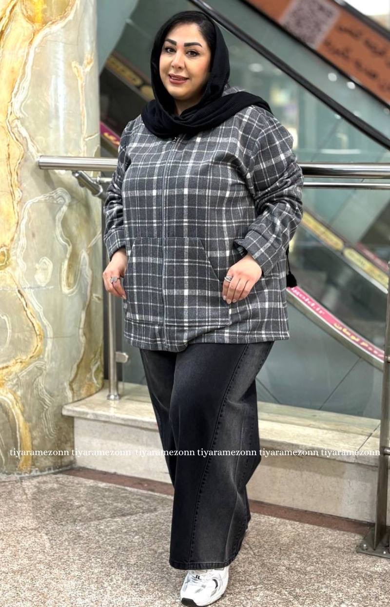 سویشرت سایز بزرگ مدل فوتر چهارخونه کد 381