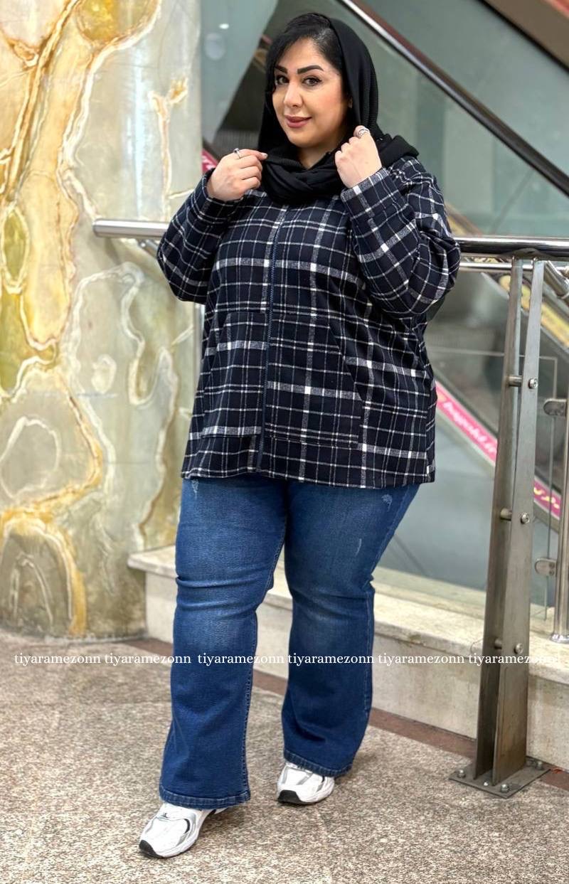 سویشرت سایز بزرگ مدل فوتر چهارخونه کد 381