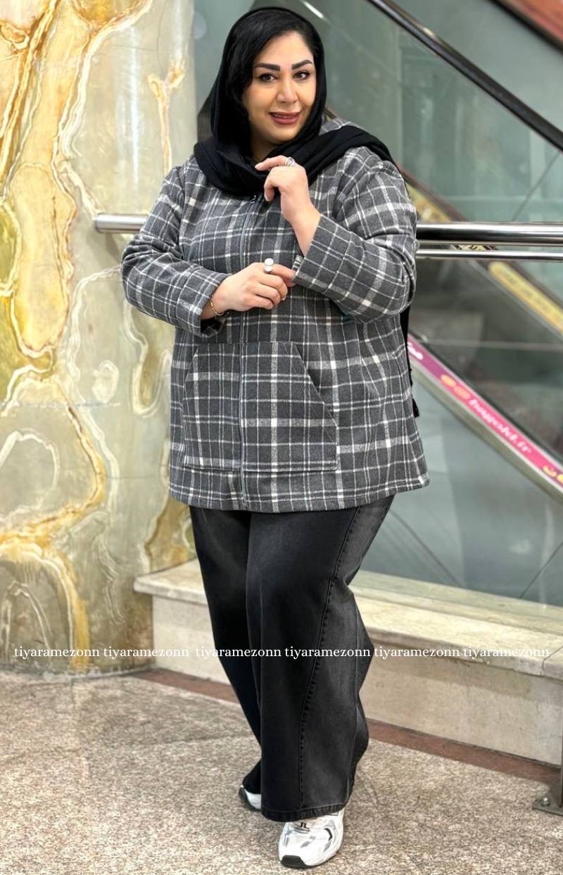 سویشرت سایز بزرگ مدل فوتر چهارخونه کد 381