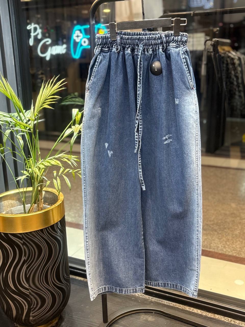 شلواربگ سایزبزرگ جین   مدل بند دار کد 400