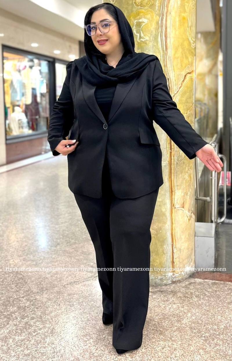 کت و شلوار زنانه سایزبزرگ مشکی کد 404