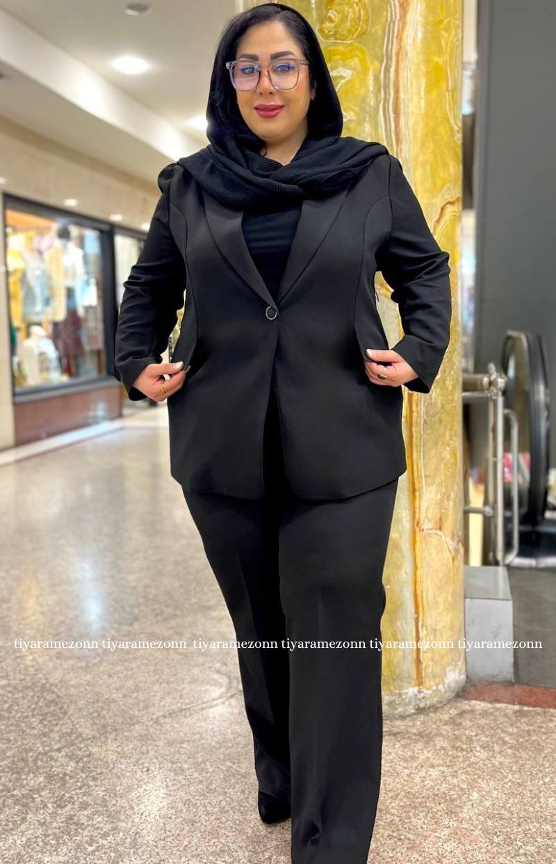 کت و شلوار زنانه سایزبزرگ مشکی کد 404