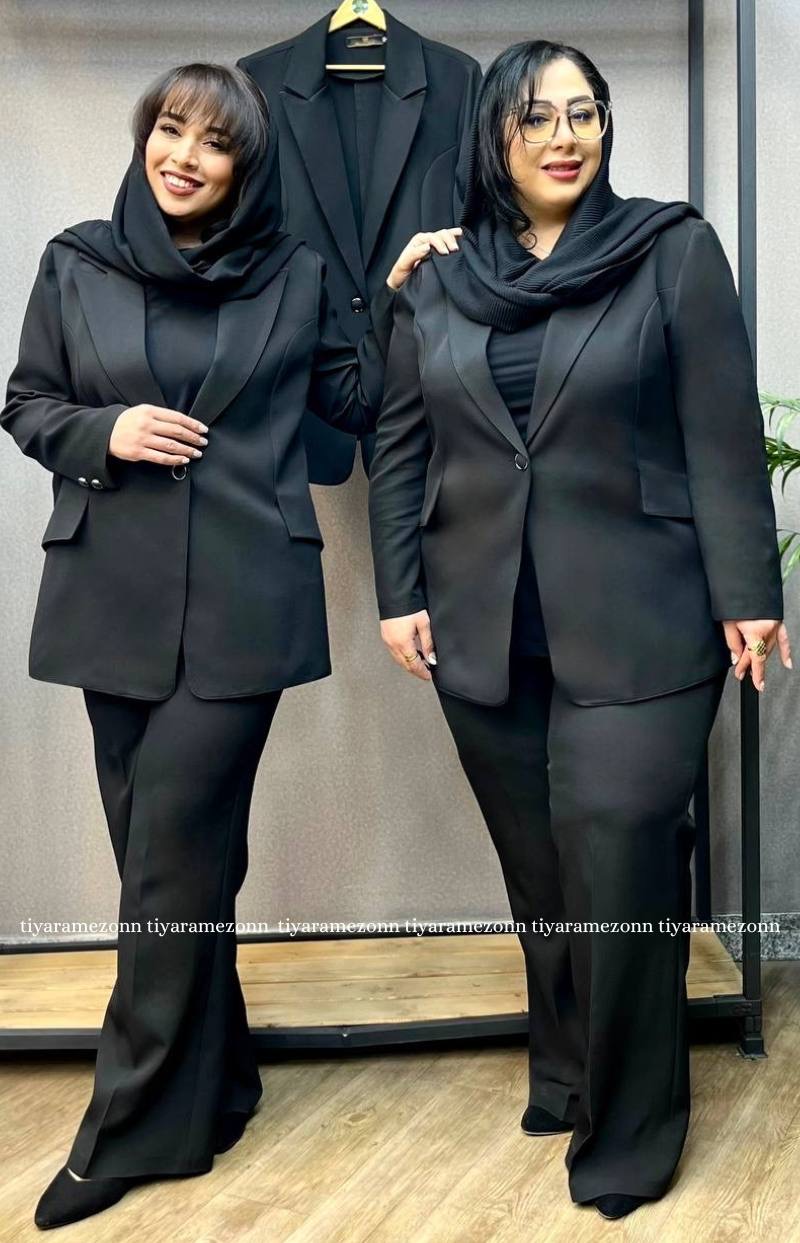 کت و شلوار زنانه سایزبزرگ مشکی کد 404