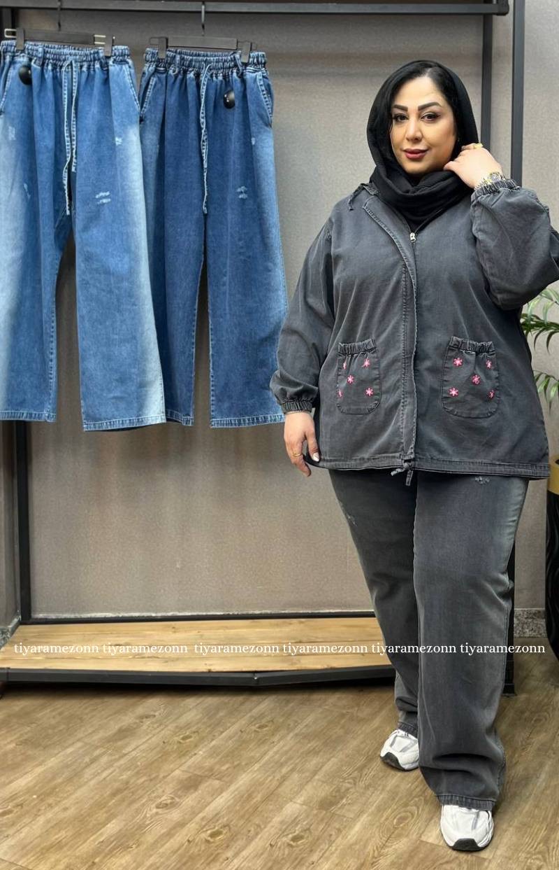 شلواربگ سایزبزرگ جین   مدل بند دار کد 400