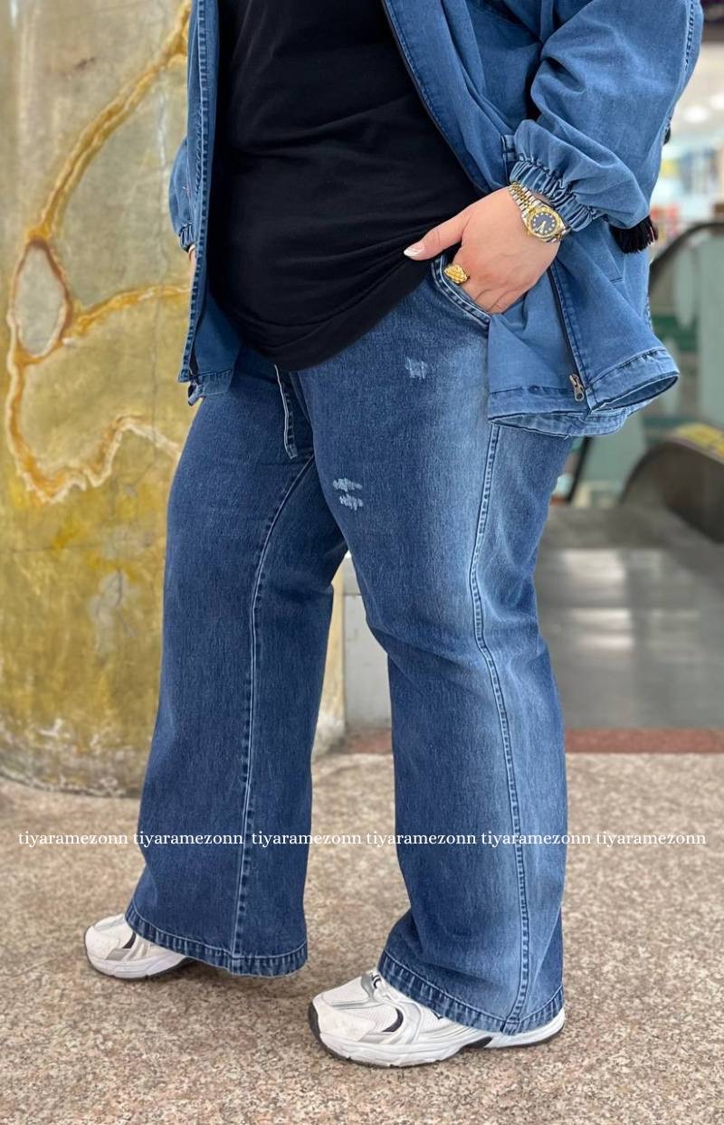شلواربگ سایزبزرگ جین   مدل بند دار کد 400