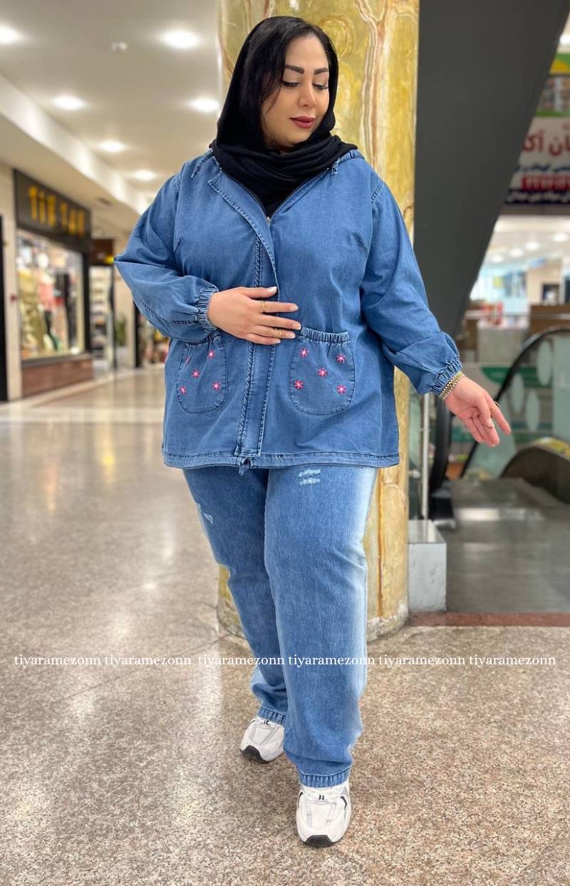 شلواربگ سایزبزرگ جین   مدل بند دار کد 400