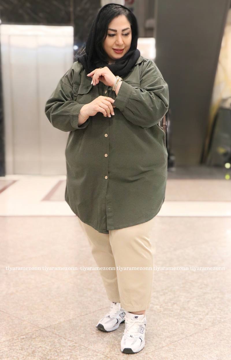 شومیز مانتویی سایزبزرگ  کتان مدل ولنتینو  کد 402