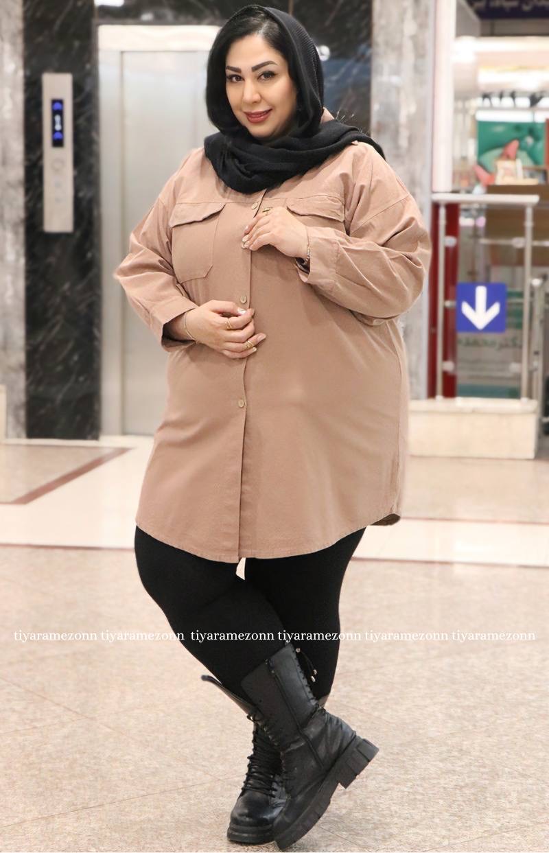 شومیز مانتویی سایزبزرگ  کتان مدل ولنتینو  کد 402