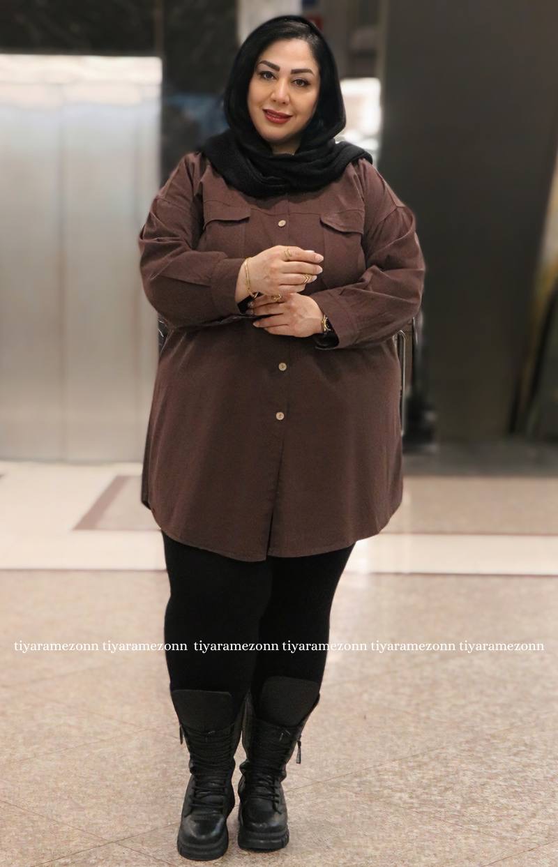 شومیز مانتویی سایزبزرگ  کتان مدل ولنتینو  کد 402