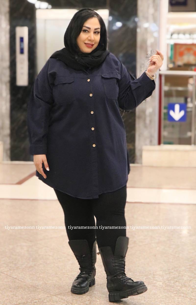 شومیز مانتویی سایزبزرگ  کتان مدل ولنتینو  کد 402