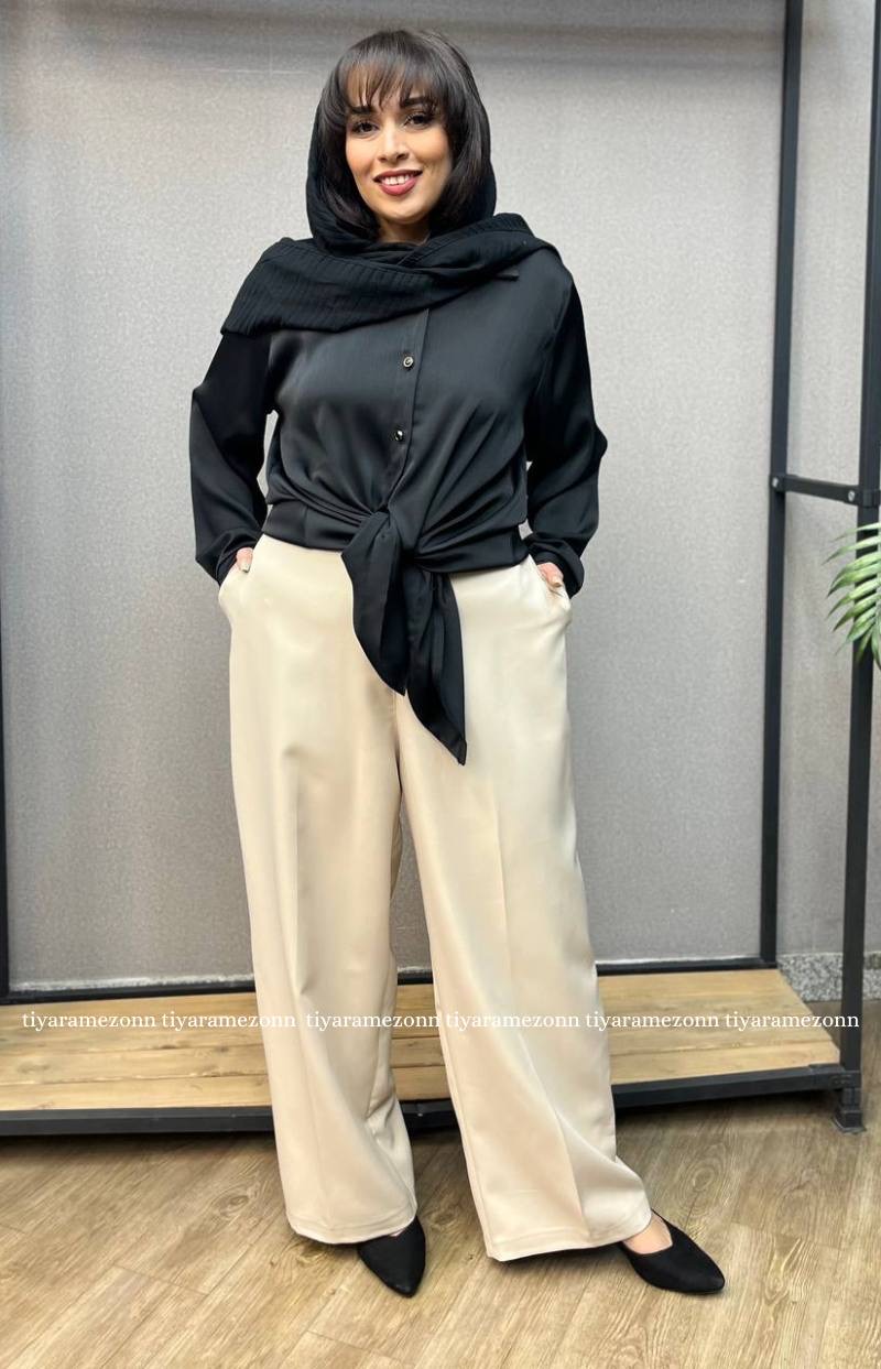 شلوار نیم بگ  سایزبزرگ مدل مازراتی کد 408