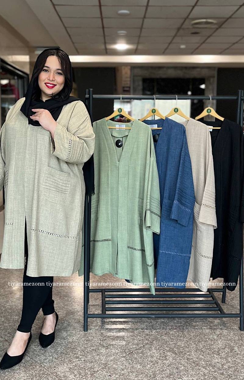 دوخت مانتو لینن سایز بزرگ زنانه