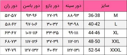 جدول استاندارد تعیین سایز لباس