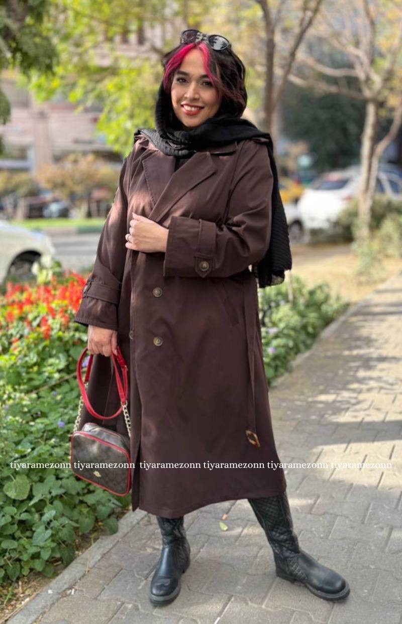 ترنچ کت بلند  سایزبزرگ مدل لمیز کد 341