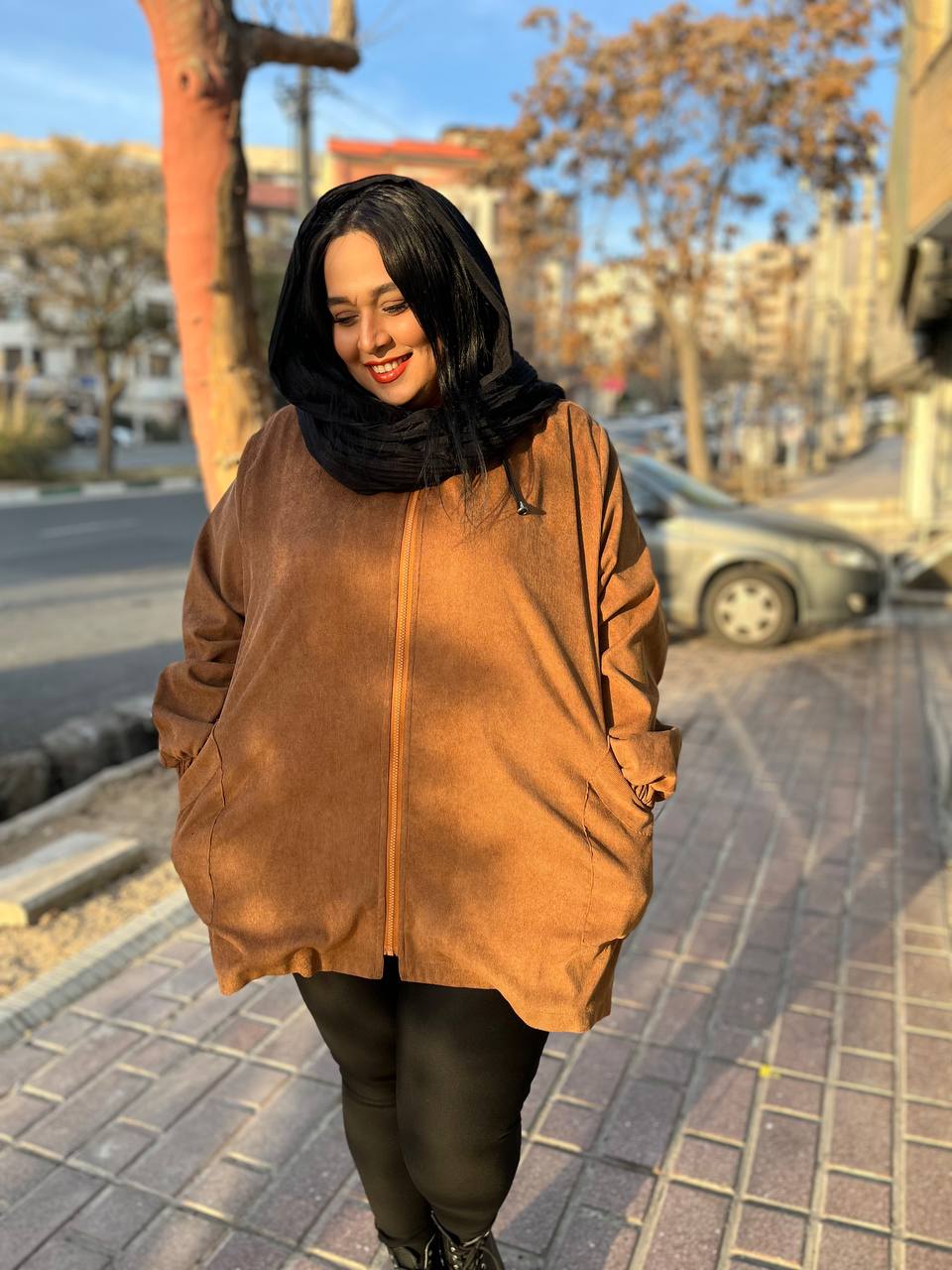 سویشرت سایز بزرگ مخمل کبریتی کد 076