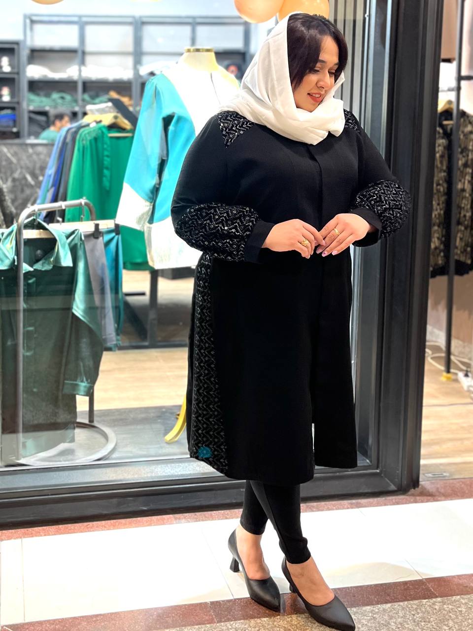 مانتو سایز بزرگ زنانه بلند آستین فانوسی کد100