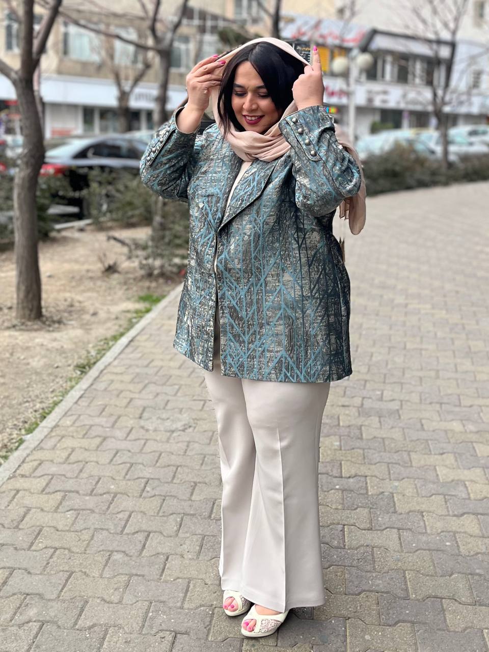 کت ژاکارد مزونی سایزبزرگ کد 121