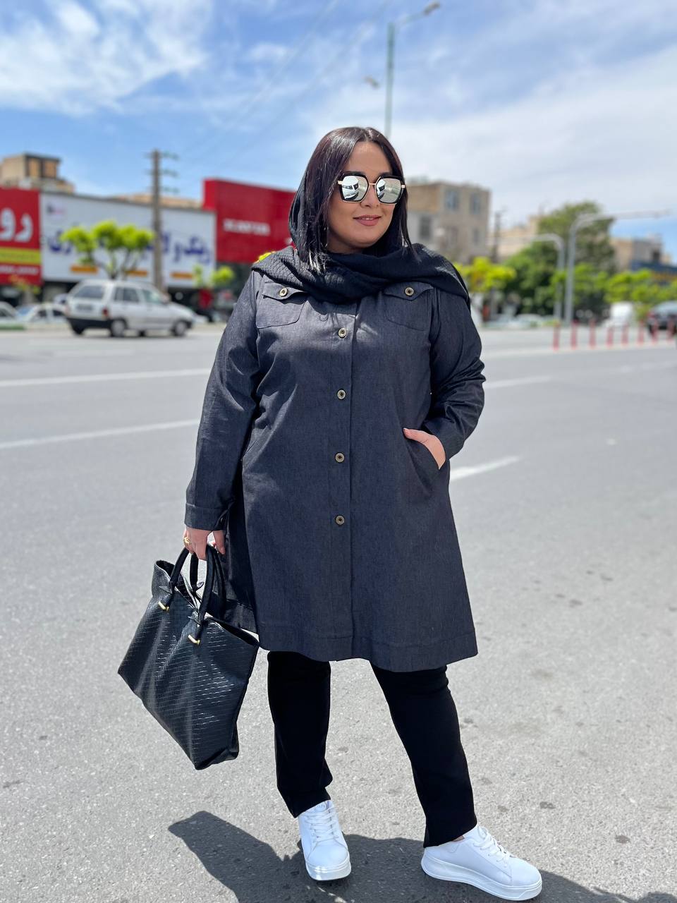مانتو سایزبزرگ جین کاغذی کد 172
