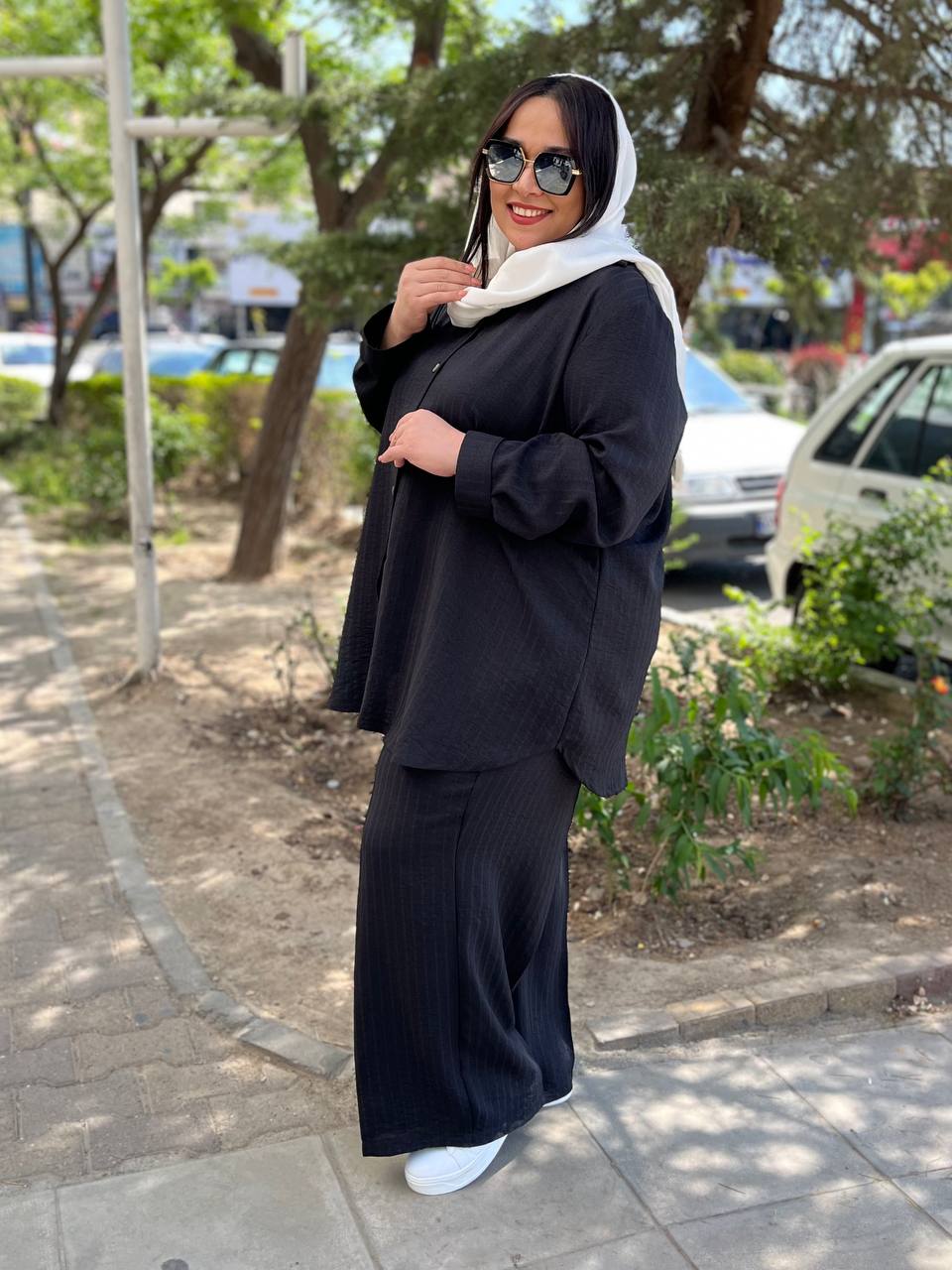 ست شومیز وشلوار سایزبزرگ لینن ژاکارد کد 179