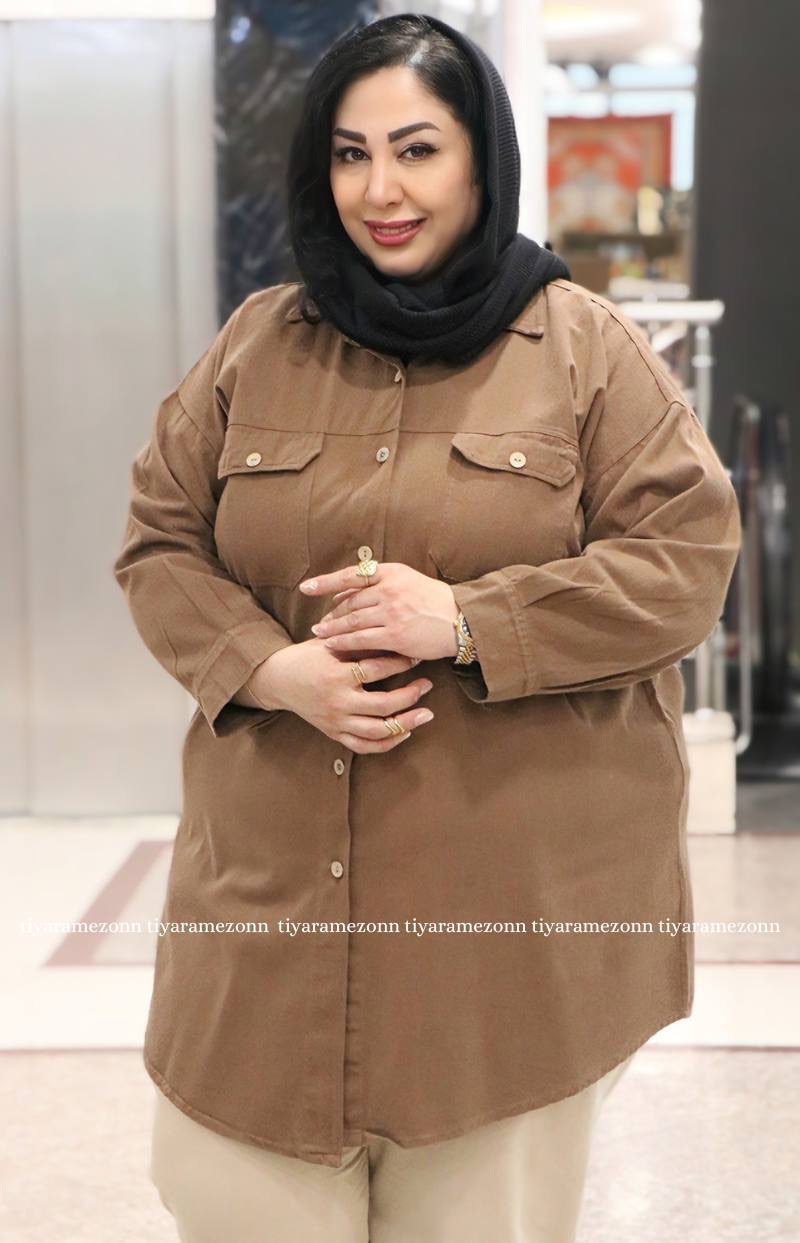 شومیز مانتویی سایزبزرگ  کتان مدل ولنتینو  کد 402