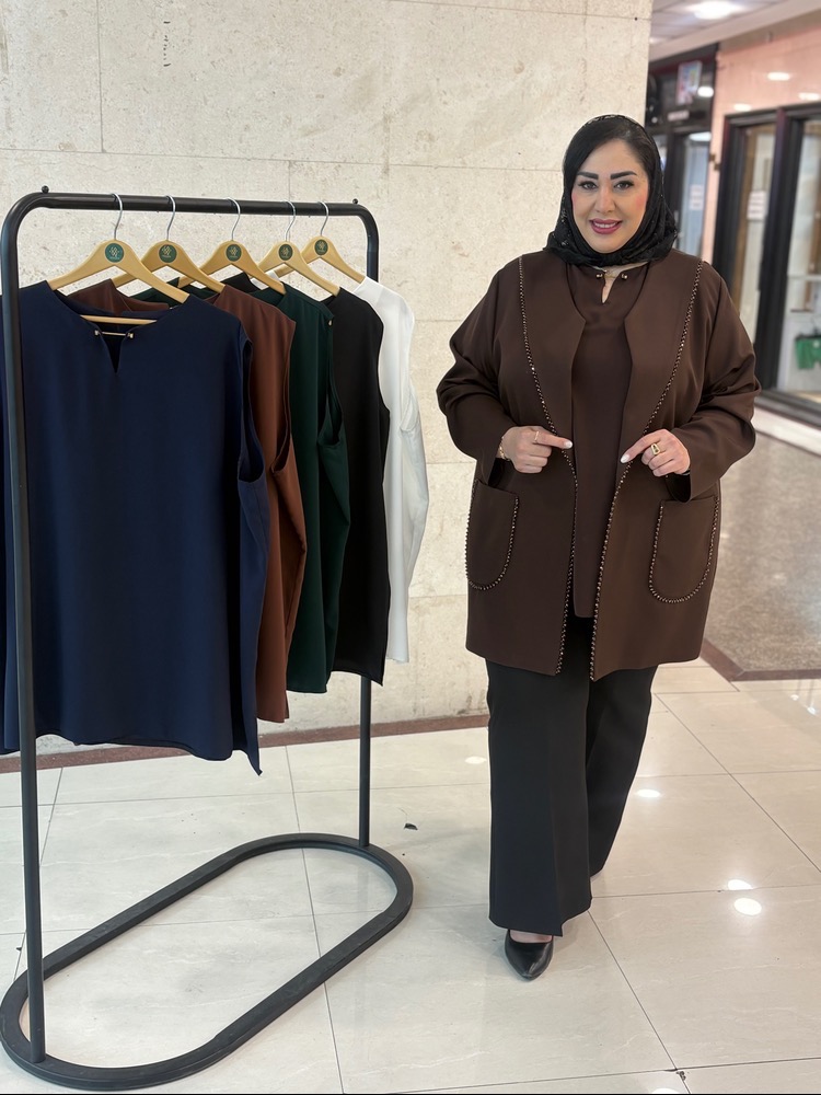 شومیز آستین حلقه ای سایزبزرگ  مدل یقه سگک کد 414