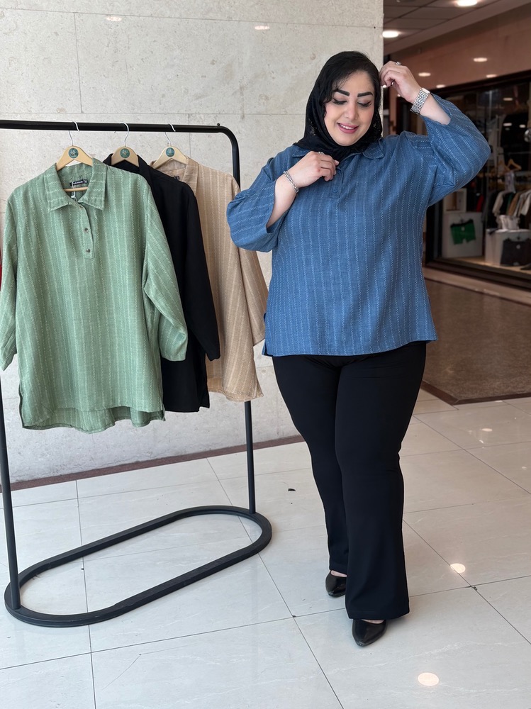 شومیز سایزبزرگ مدل راه راه نازگل کد 490