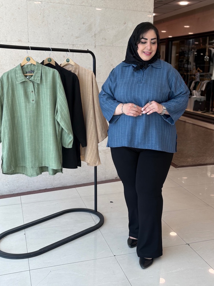 شومیز سایزبزرگ مدل راه راه نازگل کد 490