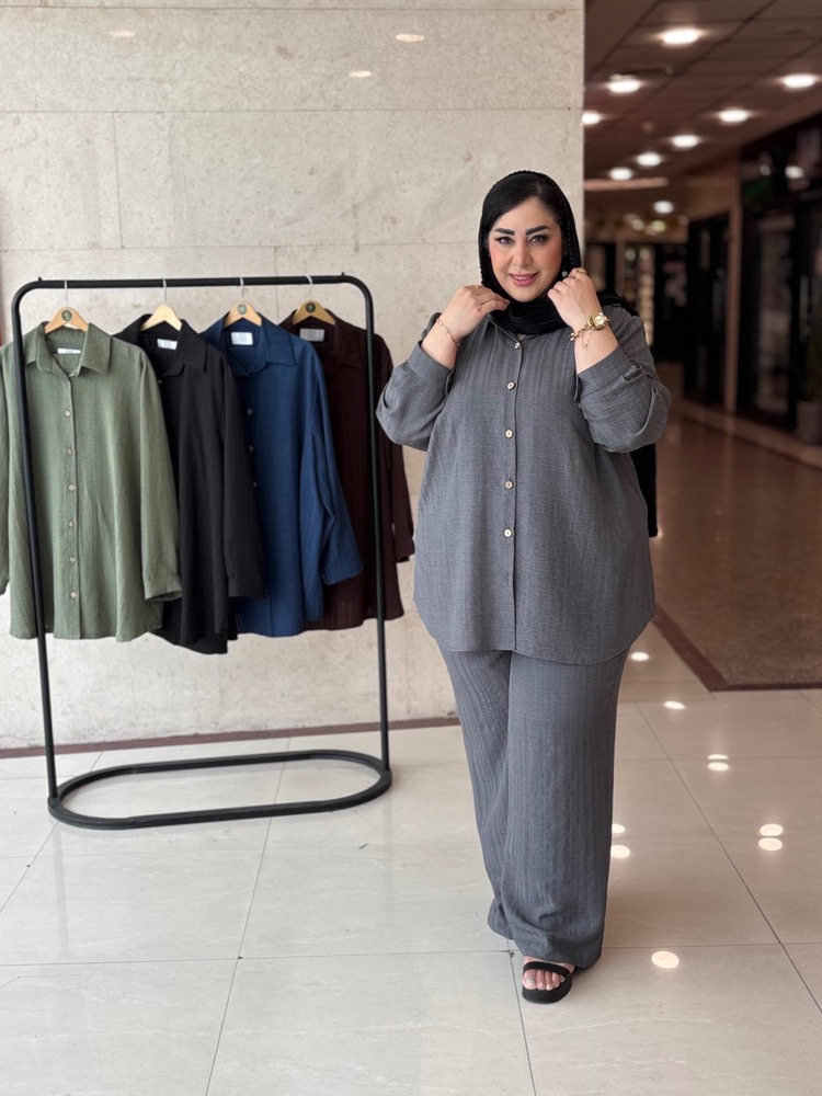 ست شومیز وشلوار سایزبزرگ تابستونی   سوفیا ژاکارد کد 505