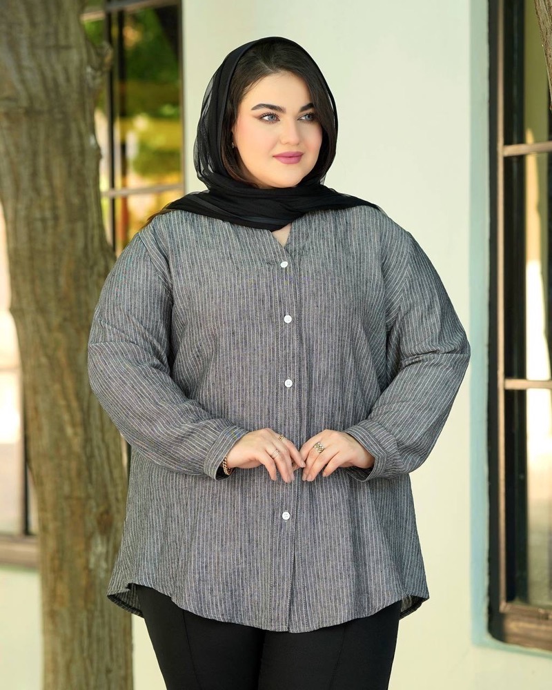 شومیز سایزبزرگ مدل یقه سه سانت کد 523