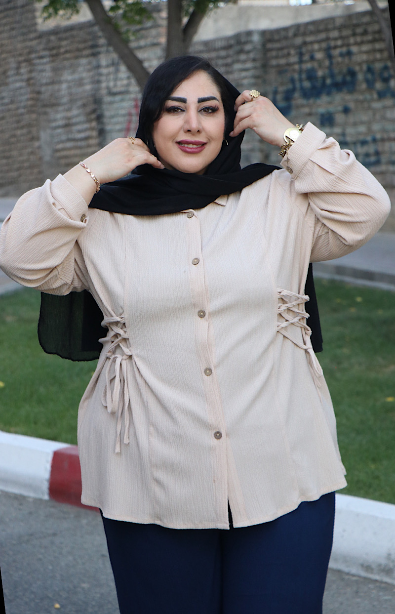 شومیز سایزبزرگ مدل کمر ساعت شنی کد 529
