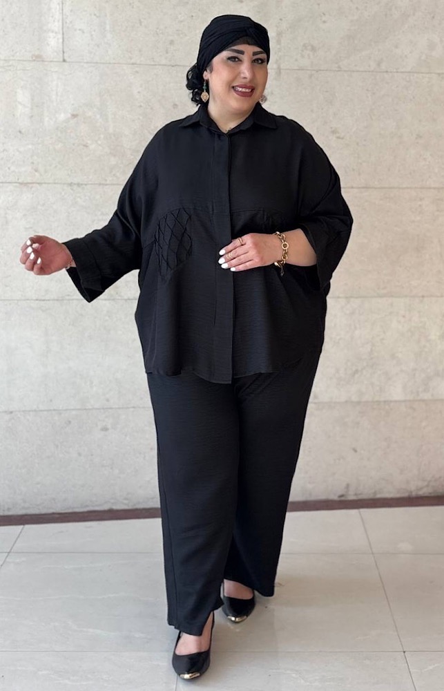 ست شومیز وشلوار سایز بزرگ مدل شطرنجی کد 543