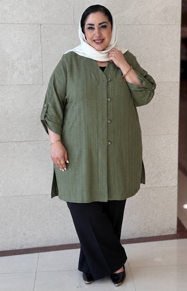 مانتو سایز بزرگ مدل لوییس زیپی کد 552