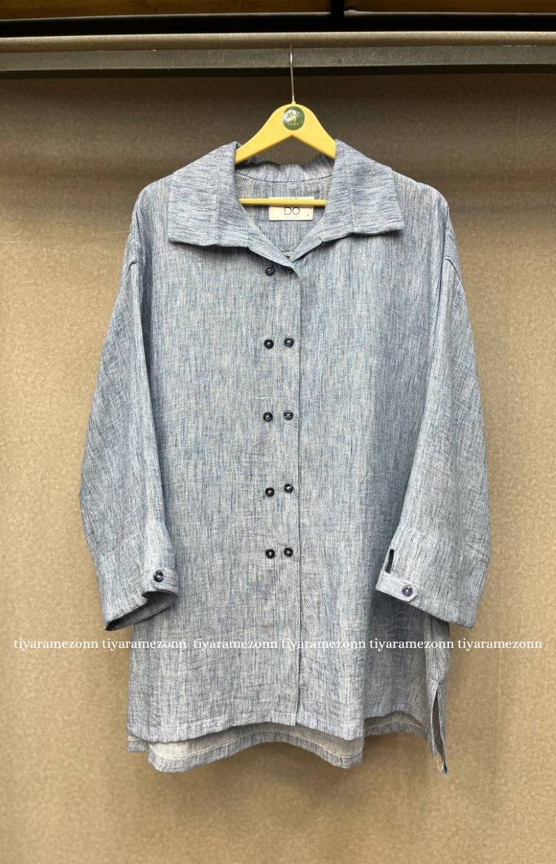 شومیز سایزبزرگ مدل لینن زارا جفت دکمه کد 565