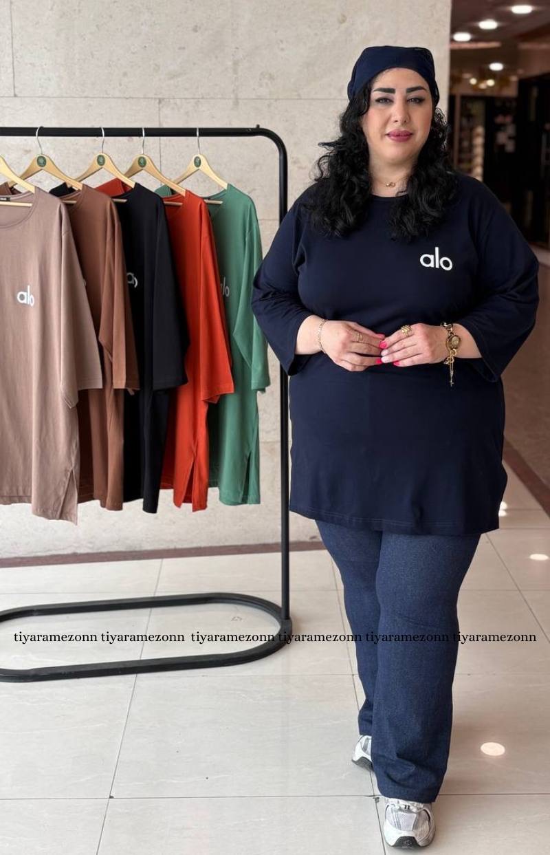 تیشرت لانگ سایزبزرگ مدل  alo  کد 573