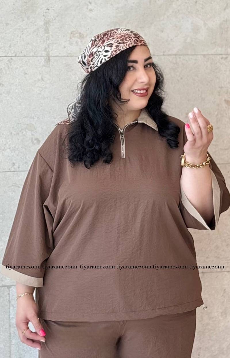 ست شومیز وشلوار سایز بزرگ مدل پری سیلک  کد 584