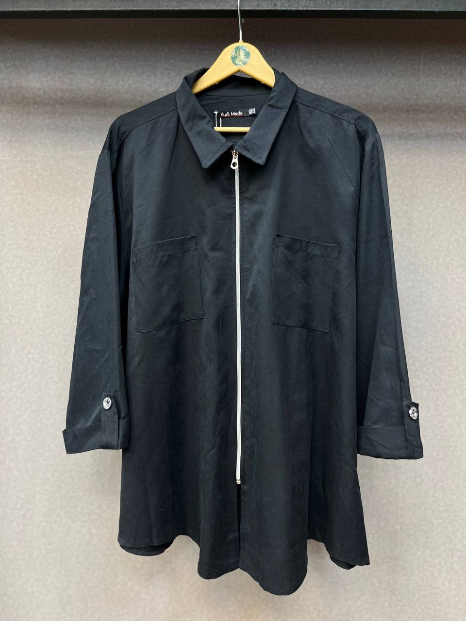 شومیز سایزبزرگ  مدل  کتان سیلک جلو زیپ کد 604