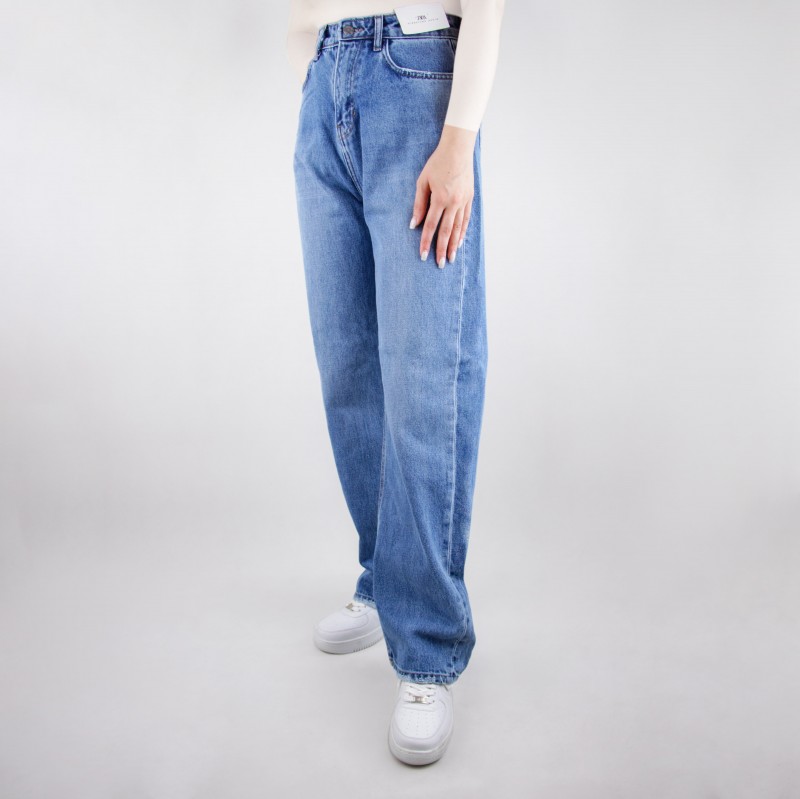 شلوار زنانه جین پر بگ zara