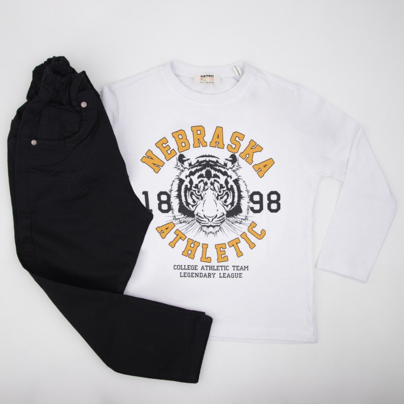 بلوز  پسرانه سفید طرح ببر koton