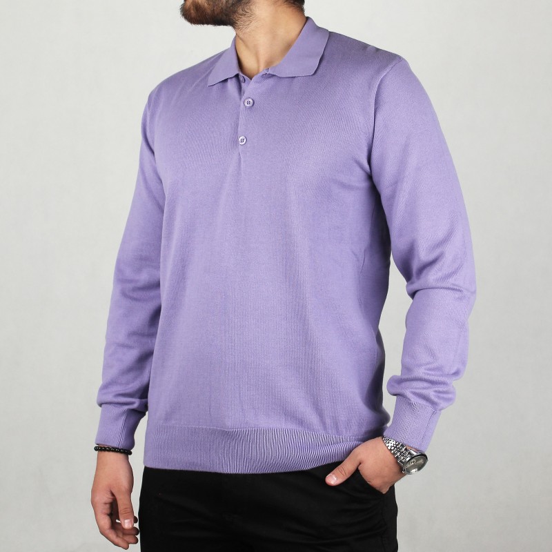 بافت مردانه آستین کشی رنگ  بنفش  silvana