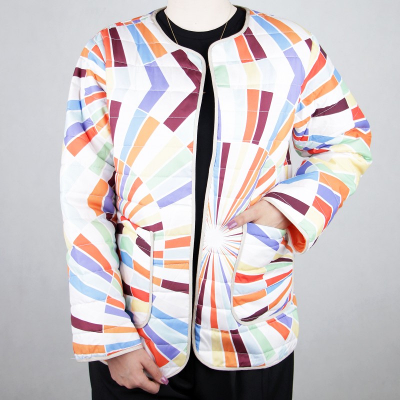 کاپشن زنانه کوتاه رنگارنگ روشن