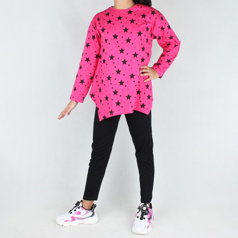 ست دخترانه تونیک شلوار طرح ستاره