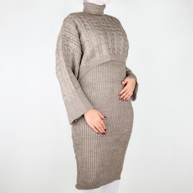 ست زنانه دوتیکه بافت یقه اسکی