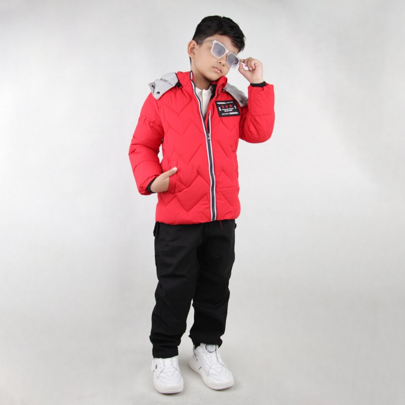 کاپشن بچه گانه قرمز اسپرت