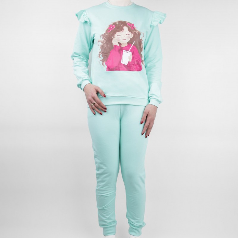 ست دخترانه نوشته دار طرح دختر بچه عینکی