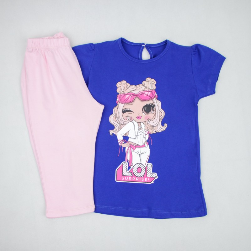 ست دخترانه تیشرت شلوار طرح دختر زیبا