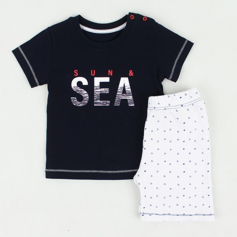 ست دخترانه تیشرت شلوارک طرح sea